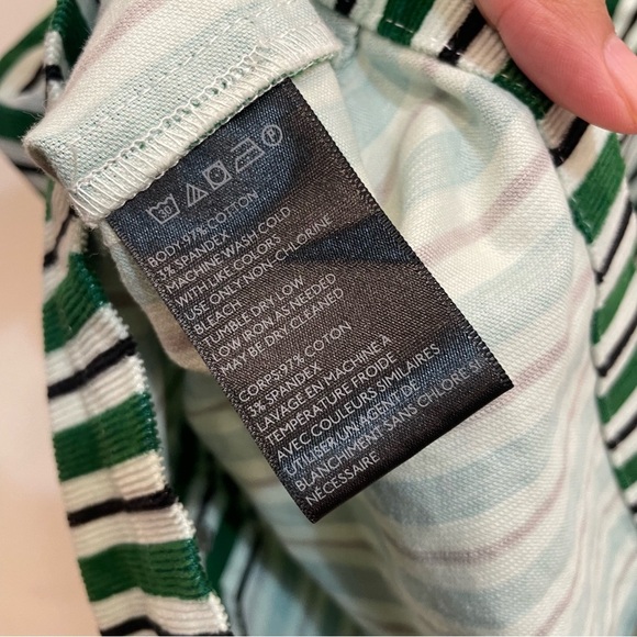 Urban Outfitters UO Green & White Stripe Corduroy Button-Down Mini Dress Size 0 - Picture 12 of 12